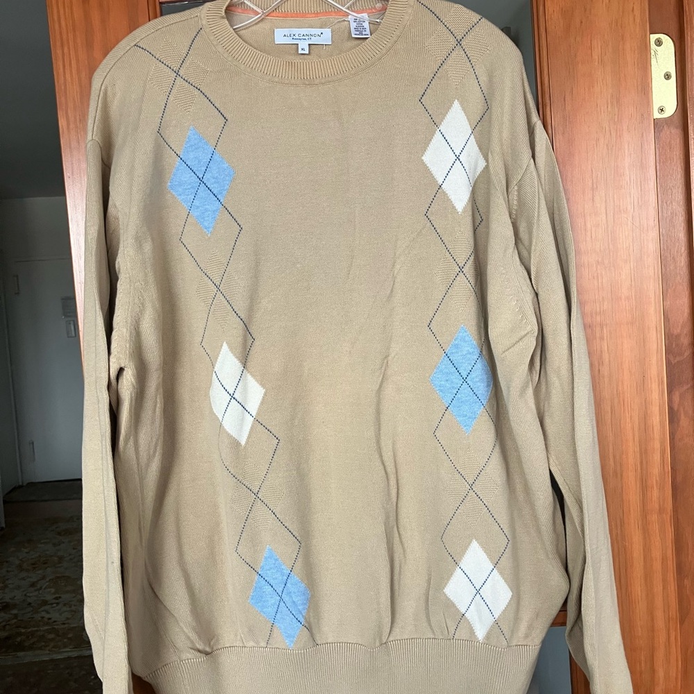 Argyle Cotton Sweater by Alex Cannon XL🥰